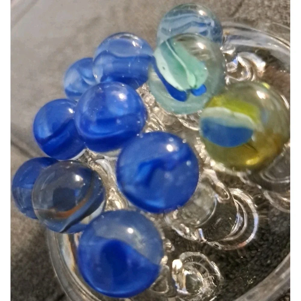 Lot Of 11 Estate Sale Marbles Shades Of Blue‎ Cats Eyes
